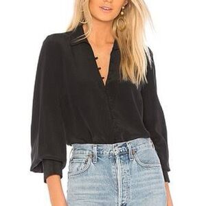 L'AGENCE Black Naomi Silk Blouse Size L
